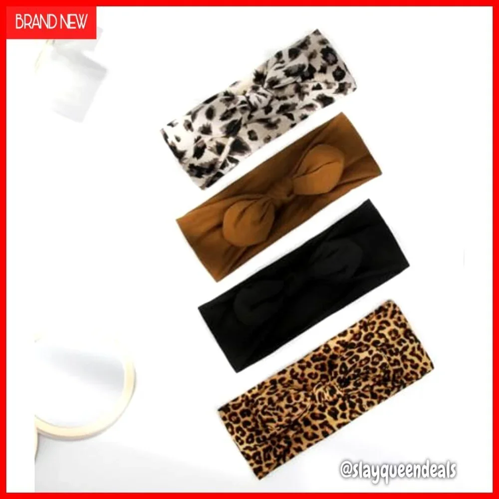 Wide Non-Slip Bow Headbands 6-Pack, Stretchy Elastic Hair Accessories